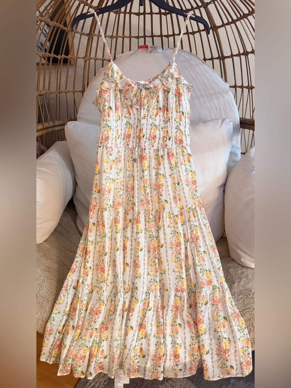 Trixxi Cream Maxi Dress with Yellow & Pink Floral Print